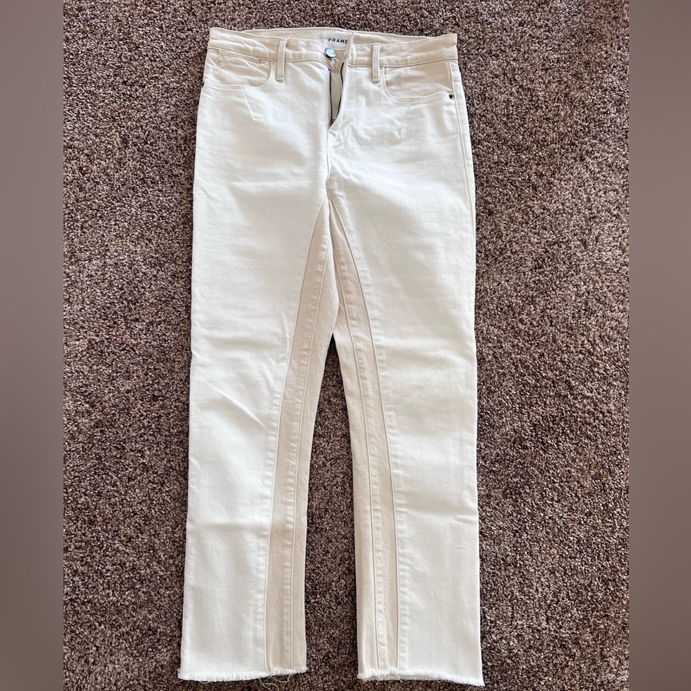 Frame white jeans trimmed in cream 28